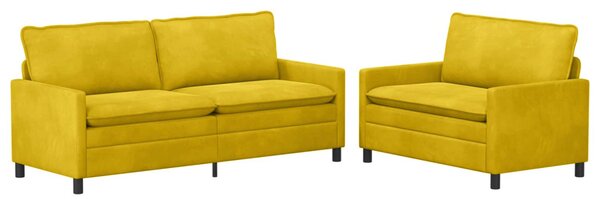 Kanapé Szett 2 pcs Sárga Bársony