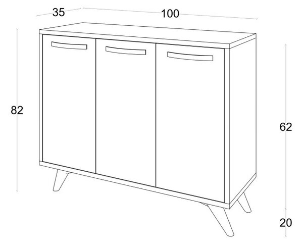 Piffa konyhaszekrény, fehér, 100 cm