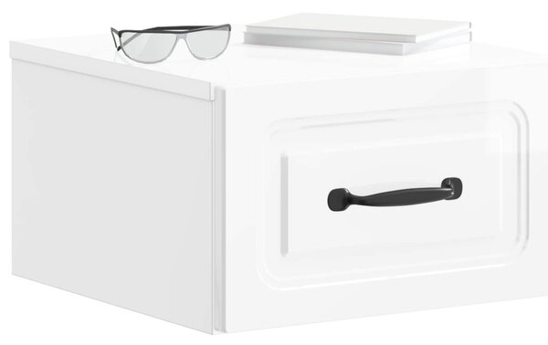 Fali éjjeli szekrény 2 pcs Magasfényű Fehér 34,5 x 33 x 20 cm