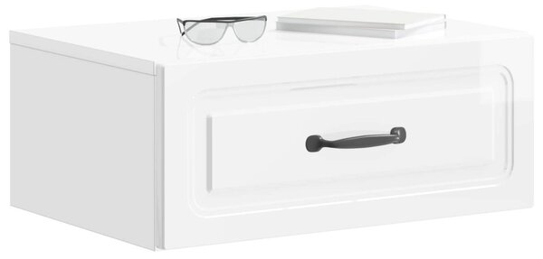 Fali éjjeli szekrény 2 pcs Magasfényű Fehér 49 x 34,5 x 20 cm