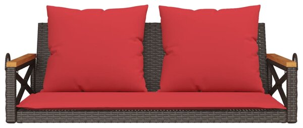 Barna polyrattan hintapad párnákkal 109 x 62 x 40 cm