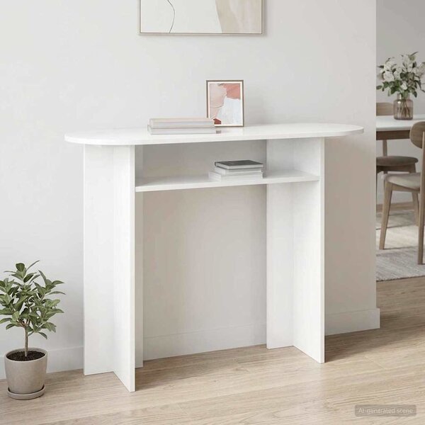 Konzolasztal tárolóval Fehér 100 x 39,5 x 75 cm Szerelt Fa