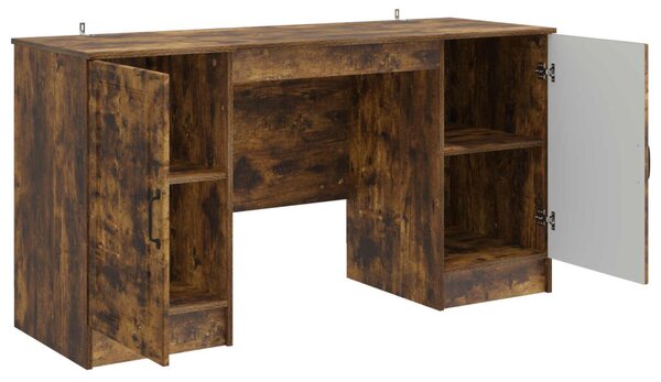 Asztal polcokkal Füstös Tölgy 142,5 x 50 x 75 cm Szerelt Fa