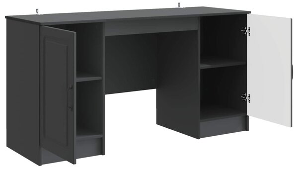 Asztal polcokkal tárolóval Fekete 142,5 x 50 x 75 cm Szerelt Fa