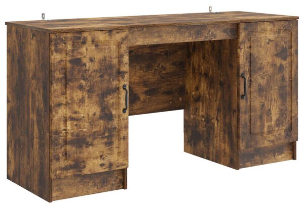 Asztal polcokkal Füstös Tölgy 142,5 x 50 x 75 cm Szerelt Fa