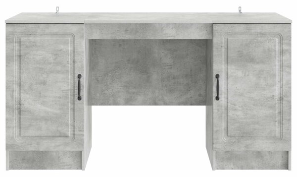 Asztal polcokkal Betonszürke 142,5 x 50 x 75 cm Szerelt Fa