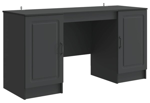 Asztal polcokkal tárolóval Fekete 142,5 x 50 x 75 cm Szerelt Fa