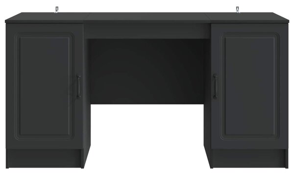 Asztal polcokkal tárolóval Fekete 142,5 x 50 x 75 cm Szerelt Fa
