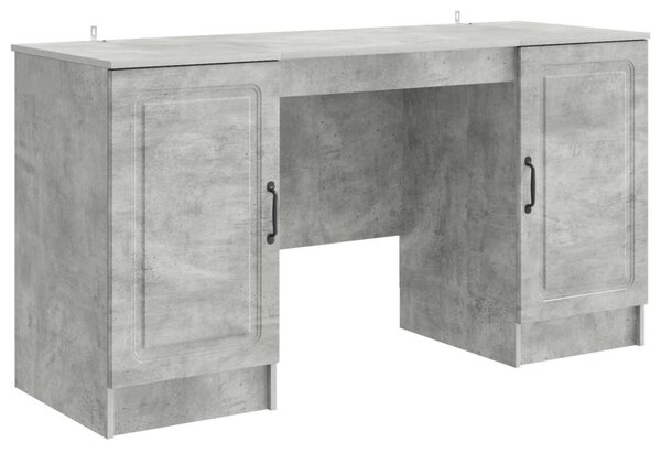 Asztal polcokkal Betonszürke 142,5 x 50 x 75 cm Szerelt Fa