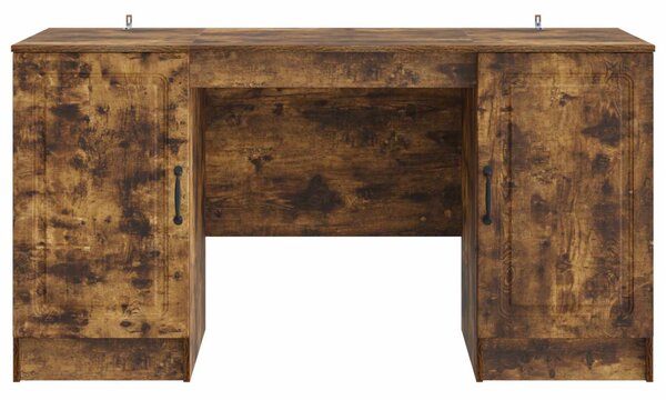 Asztal polcokkal Füstös Tölgy 142,5 x 50 x 75 cm Szerelt Fa