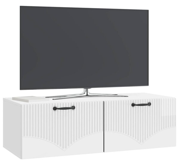 Fali TV szekrény Magasfényű Fehér 98 x 41 x 30 cm Szerelt Fa