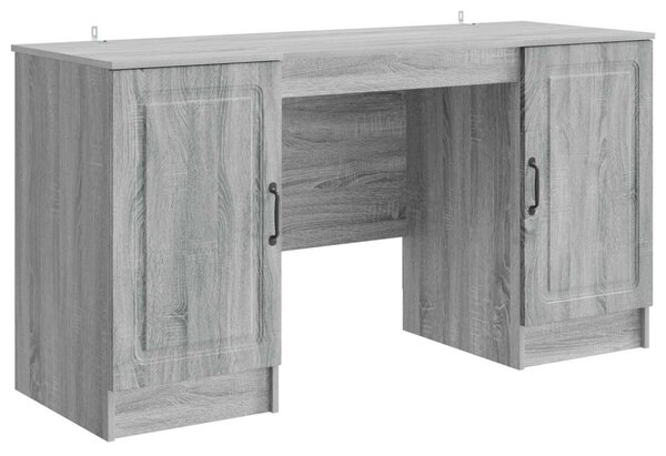 Asztal polcokkal Szürke Sonoma 142,5 x 50 x 75 cm Szerelt Fa