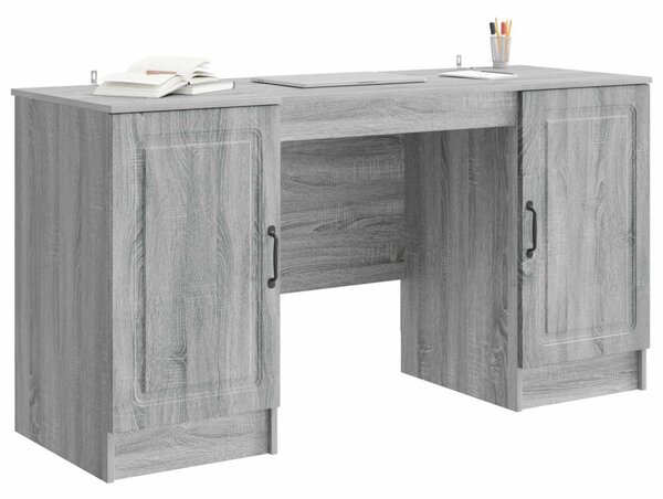 Asztal polcokkal Szürke Sonoma 142,5 x 50 x 75 cm Szerelt Fa