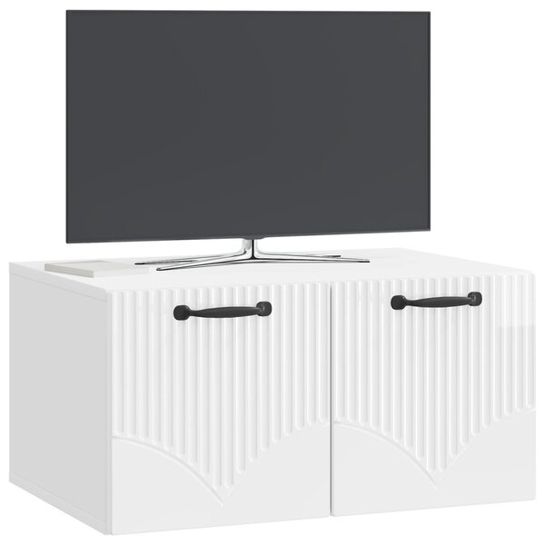 Fali TV szekrény Magasfényű Fehér 59,5 x 41 x 30 cm Szerelt Fa