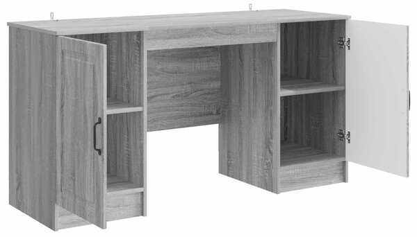 Asztal polcokkal Szürke Sonoma 142,5 x 50 x 75 cm Szerelt Fa