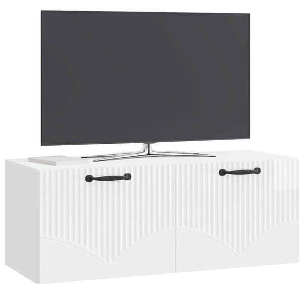 Fali TV szekrény Magasfényű Fehér 78,5 x 31 x 30 cm Szerelt Fa