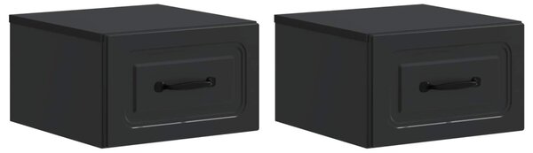 Fali éjjeli szekrény 2 pcs Fekete 34,5 x 33 x 20 cm Szerelt Fa