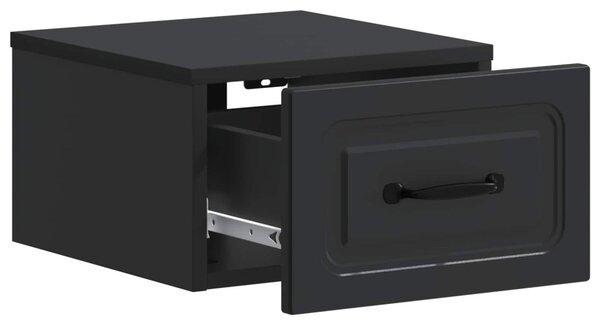 Fali éjjeli szekrény 2 pcs Fekete 34,5 x 33 x 20 cm Szerelt Fa