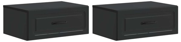 Fali éjjeli szekrény 2 pcs Fekete 49 x 34,5 x 20 cm Szerelt Fa