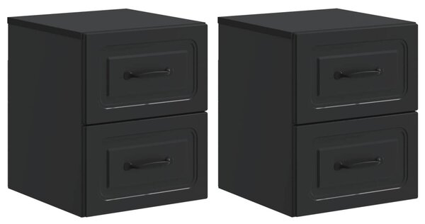 Fali éjjeli szekrény 2 pcs Fekete 34,5 x 33 x 40 cm Szerelt Fa