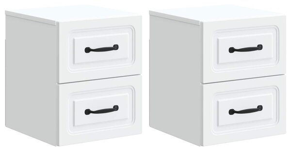 Fali éjjeli szekrény 2 pcs Fehér 34,5 x 33 x 40 cm Szerelt Fa