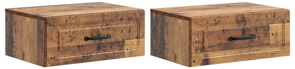 Fali éjjeli szekrény fiókkal 2 pcs Antik Fa 49 x 34,5 x 20 cm