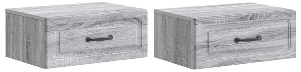 Fali éjjeli szekrény 2 pcs Szürke Sonoma 49 x 34,5 x 20 cm