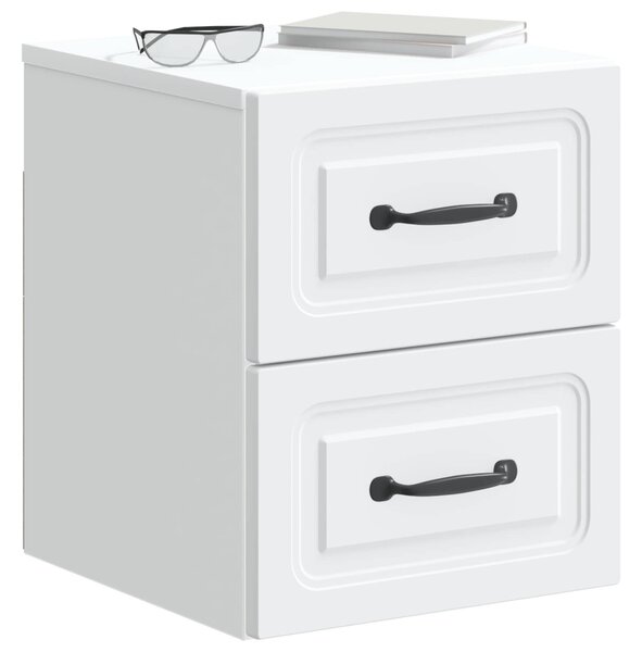 Fali éjjeli szekrény 2 pcs Fehér 34,5 x 33 x 40 cm Szerelt Fa