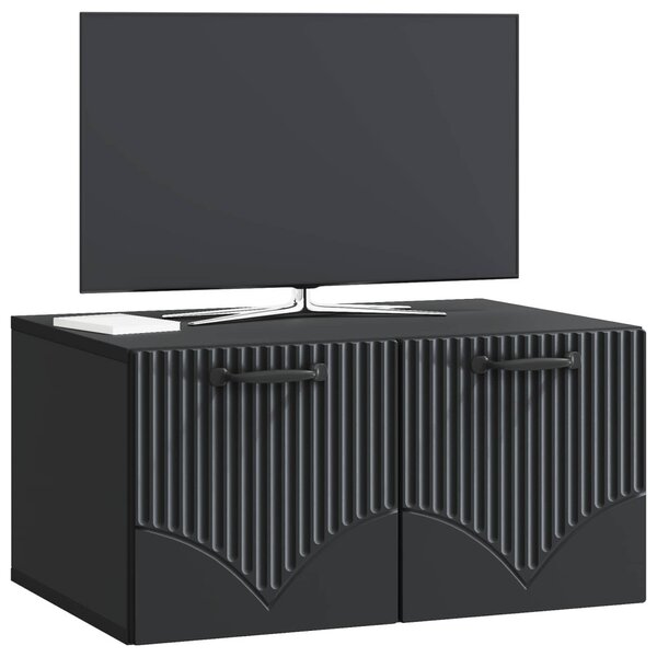 Fali TV szekrény Fekete 59,5 x 41 x 30 cm Szerelt Fa