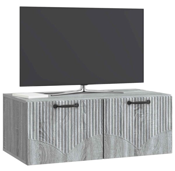 Fali TV szekrény Szürke Sonoma 78,5 x 41 x 30 cm Szerelt Fa