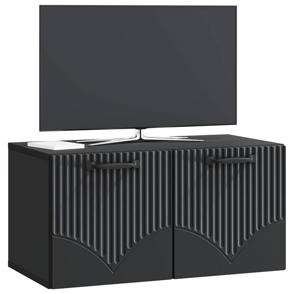 Fali TV szekrény Fekete 59,5 x 31 x 30 cm Szerelt Fa