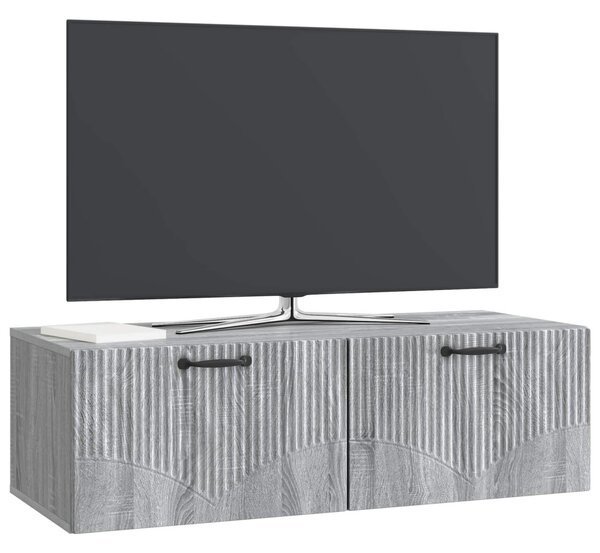 Fali TV szekrény Szürke Sonoma 98 x 41 x 30 cm Szerelt Fa