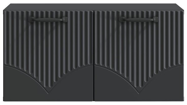 Fali TV szekrény Fekete 59,5 x 31 x 30 cm Szerelt Fa