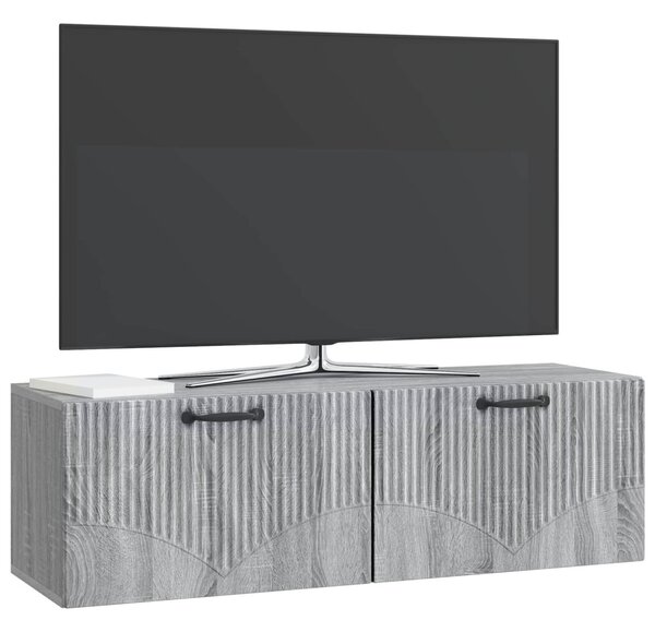 Fali TV szekrény Szürke Sonoma 98 x 31 x 30 cm Szerelt Fa