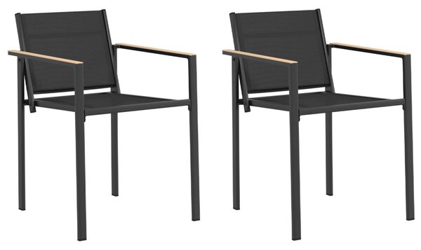 Kerti székek 2 pcs Fekete és Antracit 53,5 x 59 x 77 cm