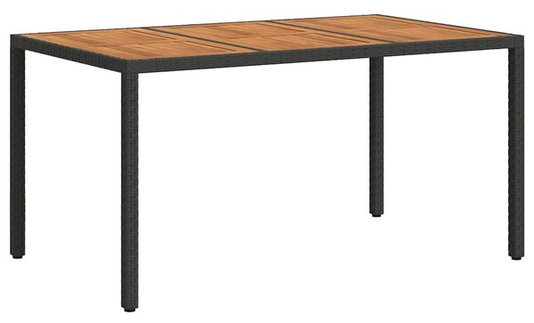 Kerti Asztal Fekete 150 x 90 x 75 cm polirattan