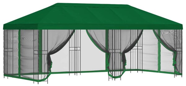 Oldalfalas pavilon 6 x 3 m Zöld Poliészter és acél 190 gsm