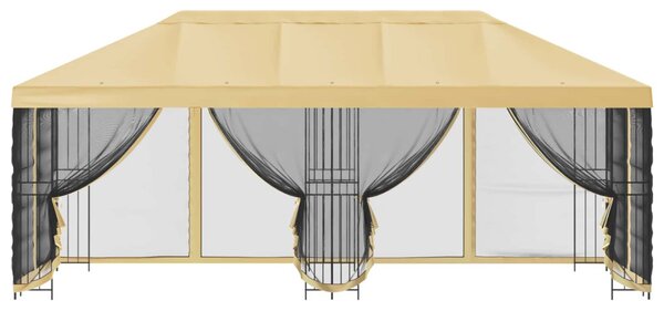 Oldalfalas pavilon 6 x 3 m Krémszínű Poliészter és acél 190 gsm