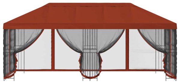 Oldalfalas pavilon 6 x 3 m Terrakotta Poliészter és acél