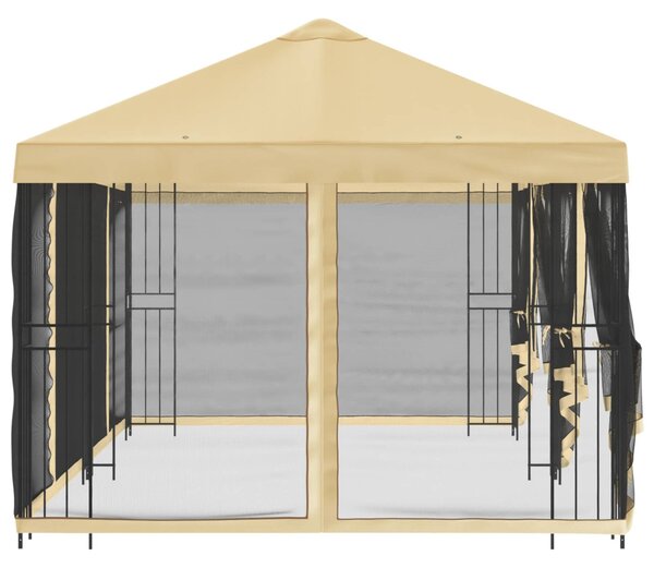 Oldalfalas pavilon 6 x 3 m Krémszínű Poliészter és acél 190 gsm