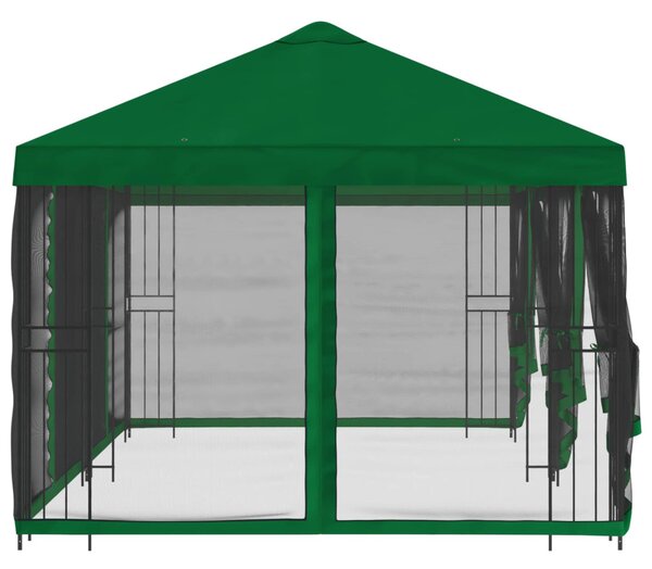 Oldalfalas pavilon 6 x 3 m Zöld Poliészter és acél 190 gsm
