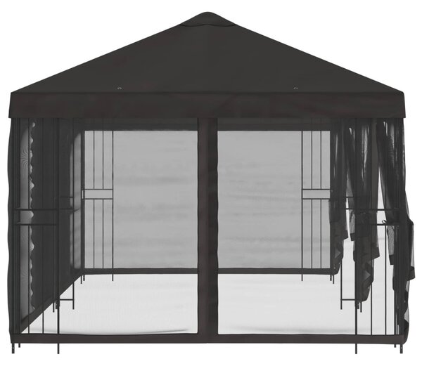 Oldalfalas pavilon 6 x 3 m Antracitszürke Poliészter és acél