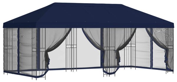 Oldalfalas pavilon 6 x 3 m Kék Poliészter és acél 190 gsm
