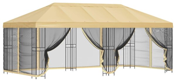 Oldalfalas pavilon 6 x 3 m Krémszínű Poliészter és acél 190 gsm