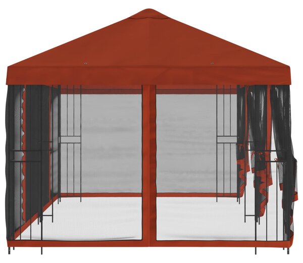 Oldalfalas pavilon 6 x 3 m Terrakotta Poliészter és acél