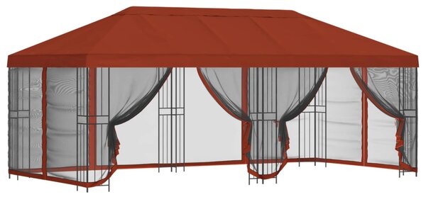 Oldalfalas pavilon 6 x 3 m Terrakotta Poliészter és acél