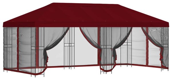 Oldalfalas pavilon 6 x 3 m Burgundi Poliészter és acél 190 gsm