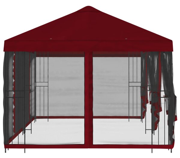 Oldalfalas pavilon 6 x 3 m Burgundi Poliészter és acél 190 gsm