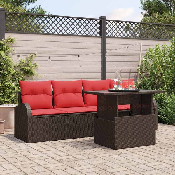 Kerti Kanapé Szett párnával párnával 5 pcs Barna Poly Rattan