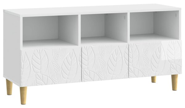 TV szekrény 102 x 34,5 x 50 cm Magasfényű Fehér Szerelt Fa